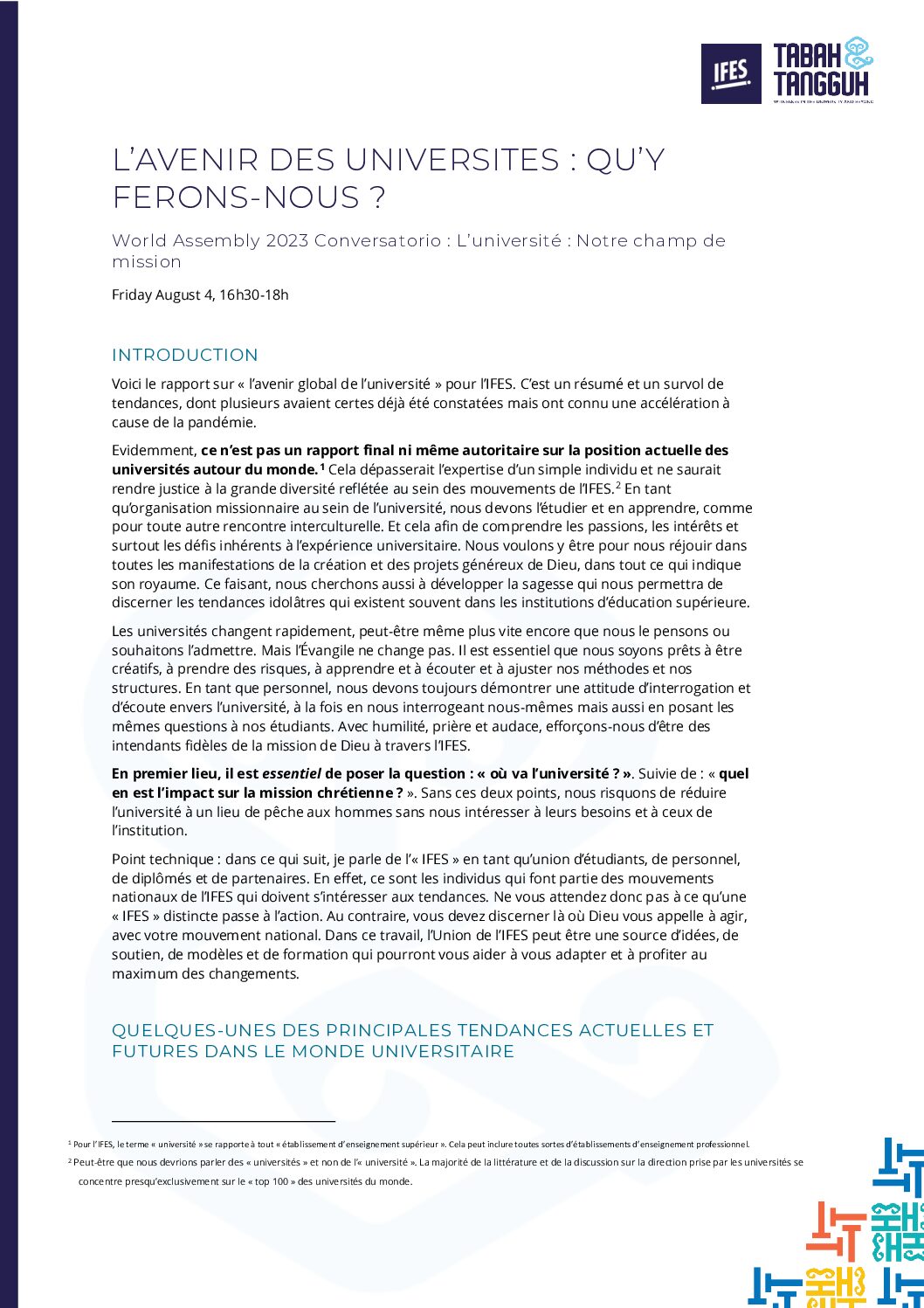 L’université : Notre champ de mission (2)
