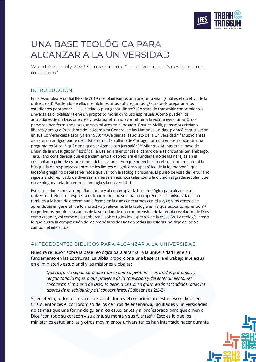 La universidad: Nuestro campo misionero
