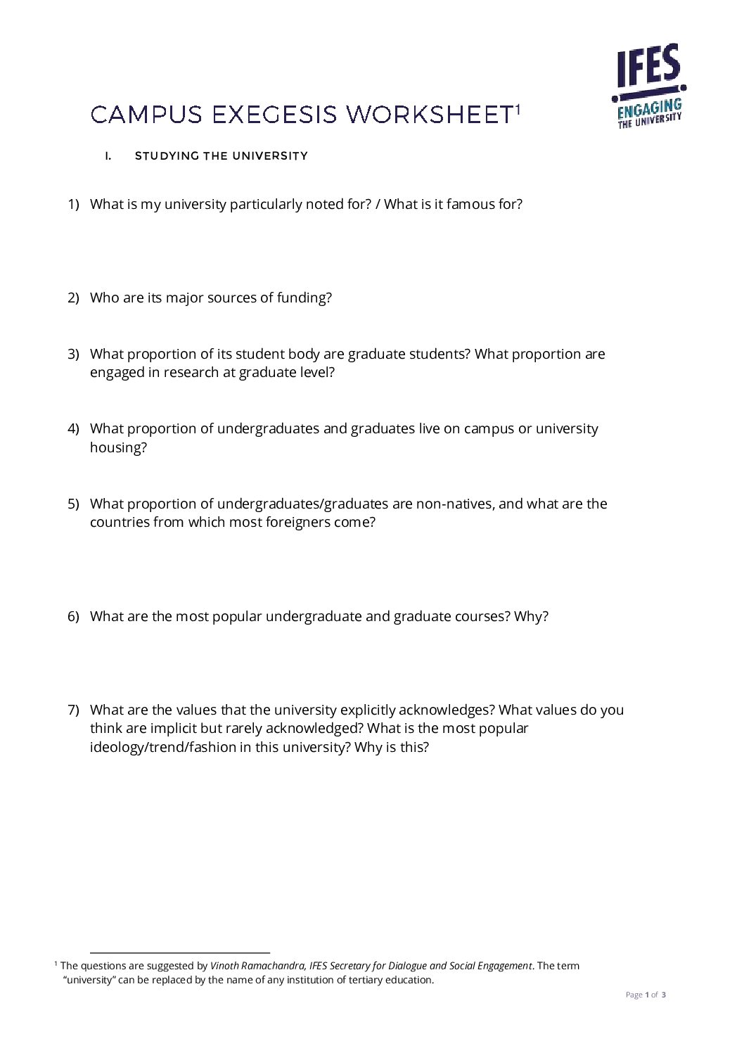 Campus exegesis worksheet