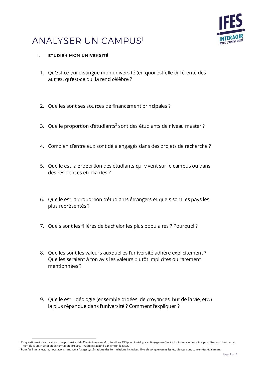 Pour faire un tour du campus avec un regard neuf