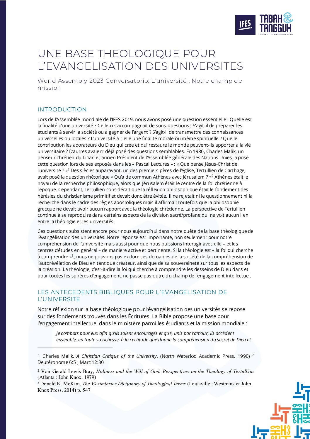 L’université : Notre champ de mission